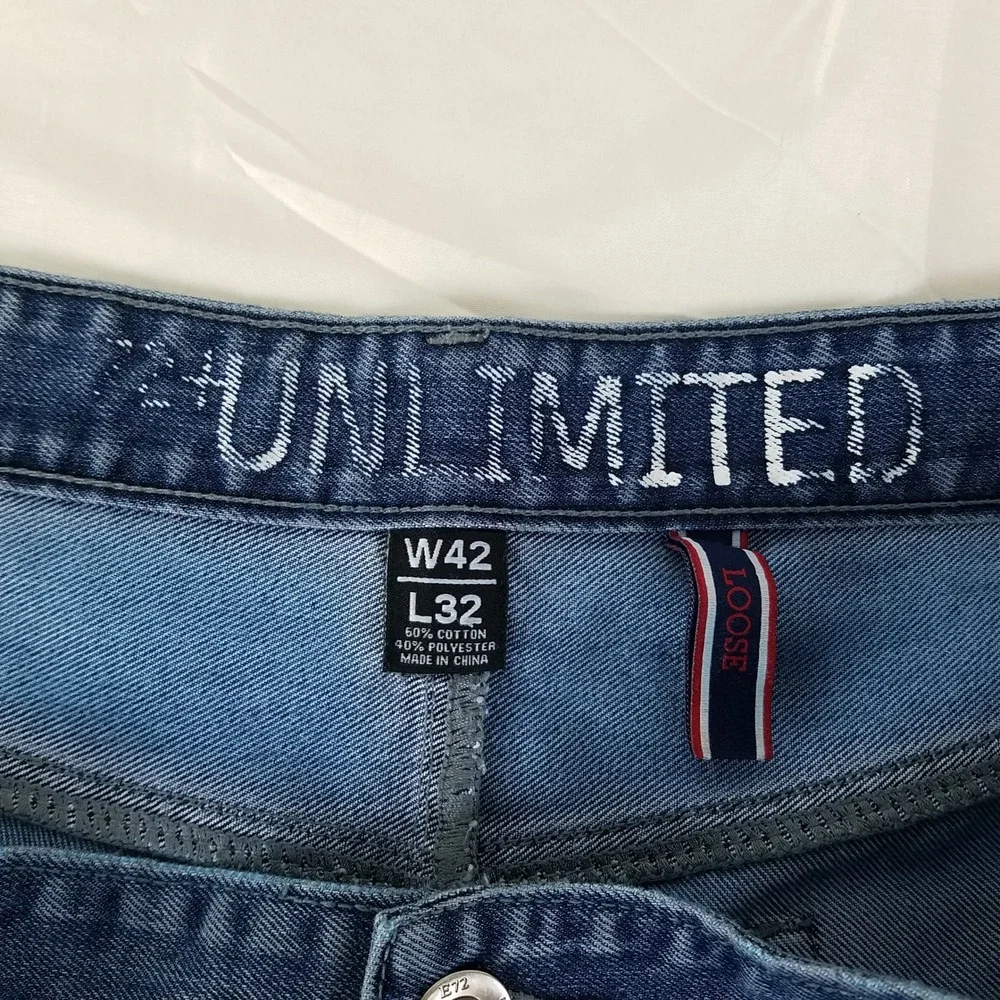 Ecko Unltd 72+‎ Jeans Mens 42x32 Blue Denim Loose Hip Hop Y2K Actual W42xL30 VTG